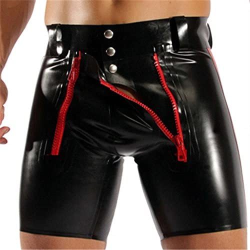 Shiny Men Underwear Boxer Shorts Red Zipper Pants Dancing Clubwear