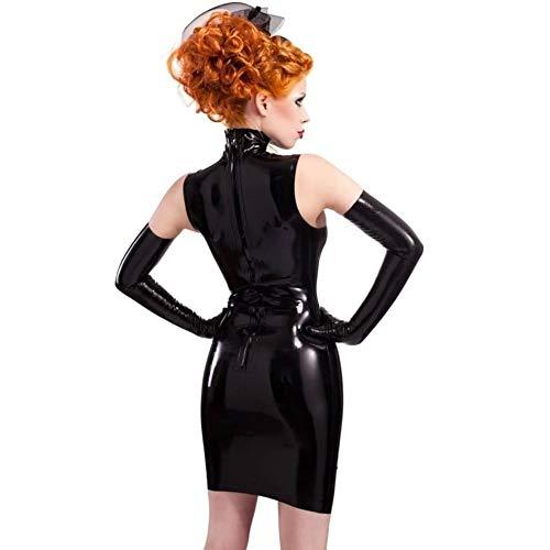 Plus Size Vintage Keyhole Lace Up Neck Dress PVC Clubwear Sleeveless Mini Dress