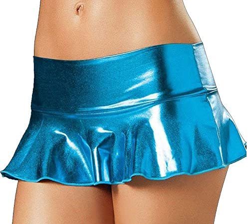 5 Colors Women's Sexy Skirt Ruffle Pleated Shiny Metallic Exotic Mini Skirt