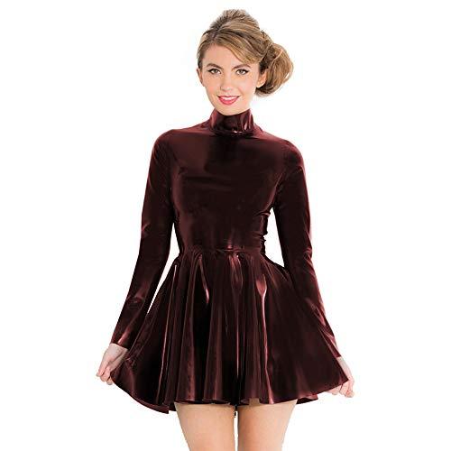 PVC High Neck Long Sleeve Zip Mini Dress Lady Bodycon Skater Dress