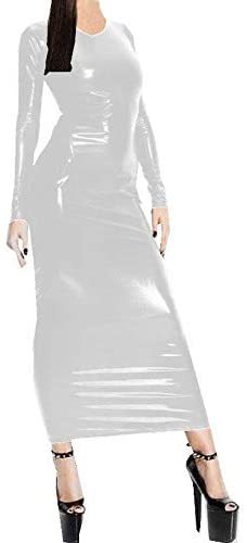 21 Colors Women Long Sleeve Slim Dress Shiny Stretchy Maxi Dress