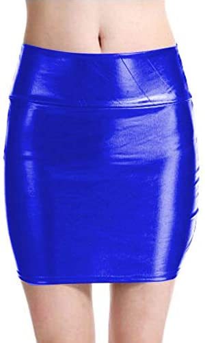 Simple Women Elastic Mini Skirt Metallic Package Hips Pencil Skirt