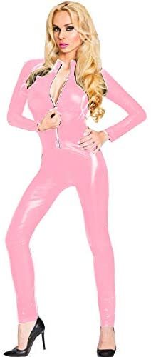 Plus Size Lady Bodycon Jumpsuit Zip Front Catsuit Stripper Costume