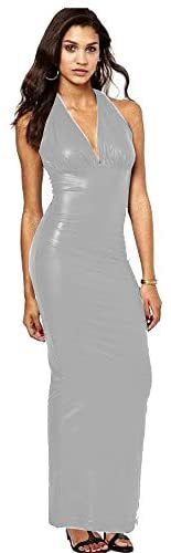 Plus Size Deep V-Neck Long Dress Lady Sexy Dress Slim Waist Vestido