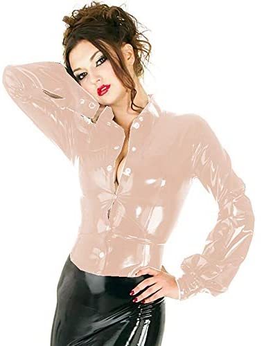 25 Colors Women PVC Long Sleeve Tops Sexy Wetlook Button Up Jacket