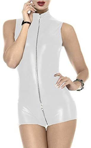 19 Colors 2 Way Zip Open Crotch Playsuit Sleeveless Skinny Catsuit