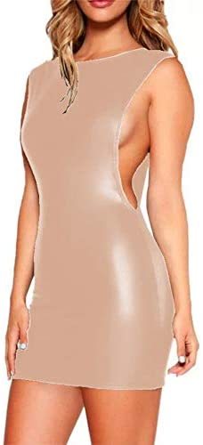 Plus Size Back V-Neck Mini Dress Lady Big Armhole Slim Tank Dress