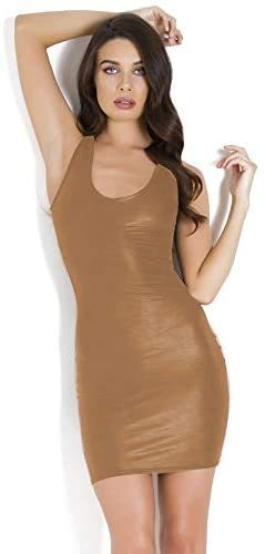 Plus Size Simple Tank Mini Dress Lady Sleeveless Faux Leather Dress