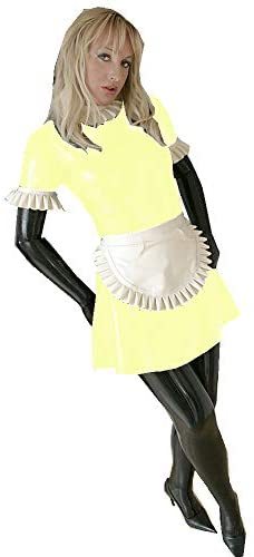 23 Colors PVC Maid Cosplay Dress Ruffle Sleeve Wetlook Fancy Dress
