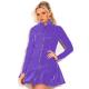 Plus Size Long Sleeve A-line PVC Dress Women Sexy Zip Skater Dress