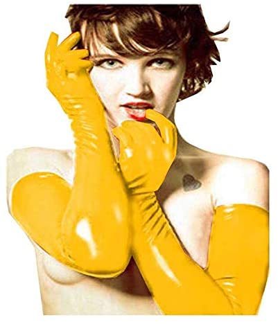Plus Size Shiny PVC Long Gloves Lady Five Fingers Arm Length Gloves