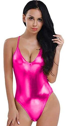 17 Colors Women High Cut Bodysuit Halter Criss Cross Back Leotard