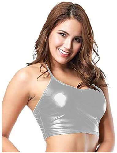 25 Colors Shiny Laser Camisole Women Crop Top Sexy Halter Tank Top