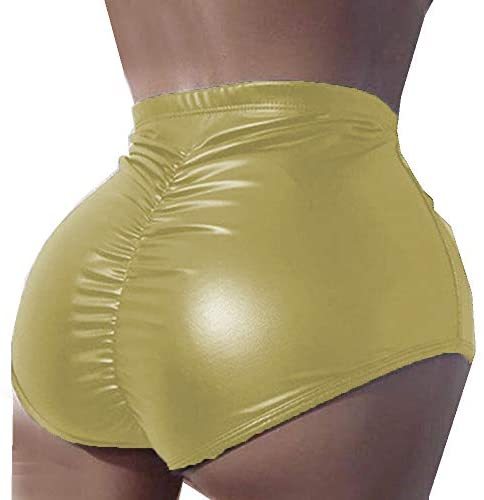 Plus Size Shiny Hot Pants Ladies Bodycon High Cut Stretchy Shorts
