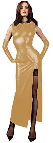 19 Color One Leg Split Long Dress Gothic Dancing Dress+Shiny Gloves