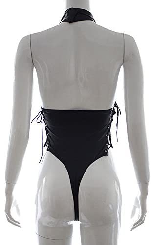 Women's Halter Lace Up Bodysuit Lingerie Sexy Leotard Backless Clubwear