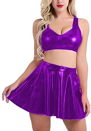 17 Colors Crop Top Pleated Skirt 2 Piece Set Dancing Mini Top+Skirt