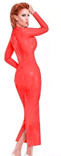 12 Colors Mock Neck Long Sleeve Dress Ladies Split Slim Long Dress