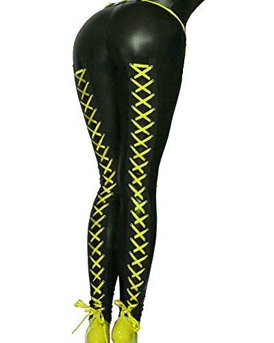 Sexy Stretchy Leggings Faux Leather Lace Up Leggings Women's Clubwear Skinny Pants