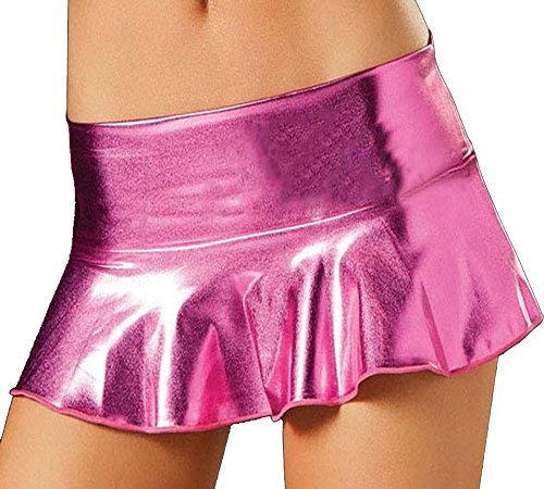 5 Colors Women's Sexy Skirt Ruffle Pleated Shiny Metallic Exotic Mini Skirt