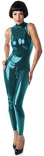Wetlook PVC Dance Catsuit Women Zipper Sleeveless Catwoman Costume