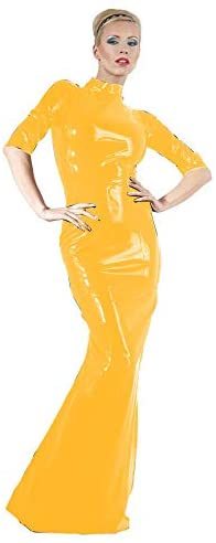 23 Colors Vintage Half Sleeve PVC Long Dress Back Zipper Sexy Lady Wetlook Dress