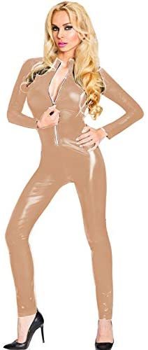 Plus Size Lady Bodycon Jumpsuit Zip Front Catsuit Stripper Costume