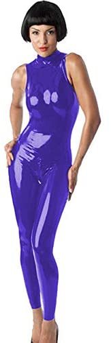 Wetlook PVC Dance Catsuit Women Zipper Sleeveless Catwoman Costume