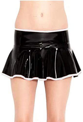 Plus Size Low Waist A-line Mini Skirt Lady Glossy Cheerleader Skirt