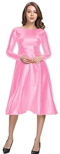 17 Colors Long Sleeve A-line Midi Dress Women Big O-Neck Party Robe