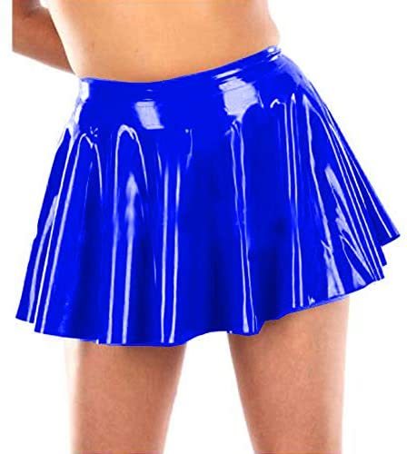 Plus Size Candy Color High Waist Mini Skirt Lady PVC Pleated Skirt