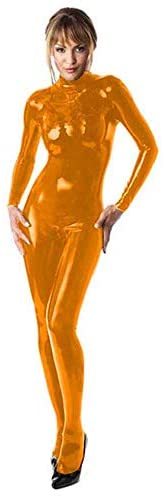 Slim Women High Neck Catsuit Faux Leather Footed Zentai Cat Costume