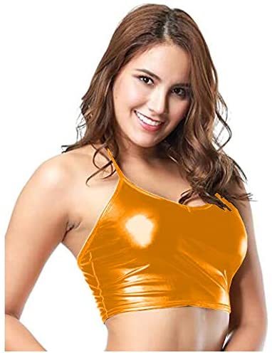 25 Colors Shiny Laser Camisole Women Crop Top Sexy Halter Tank Top