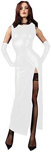 19 Color One Leg Split Long Dress Gothic Dancing Dress+Shiny Gloves