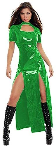 12 Color Sexy PVC Keyhole Split Dress Catwoman Witch Cosplay Dress