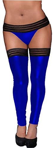 Plus Size Women Striped Low Waist Briefs with Thigh High Stockings