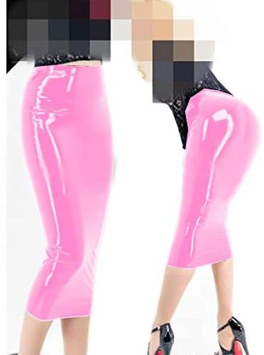 12 Colors Wet Look PVC Midi Skirt Ladies High Waist Pencil Skirt