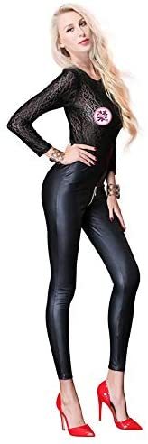 Women's Stretch O-Neck Long Sleeve Mesh Leopard Print Patchwork Bodycon Jumpsuit Romper Clubwear