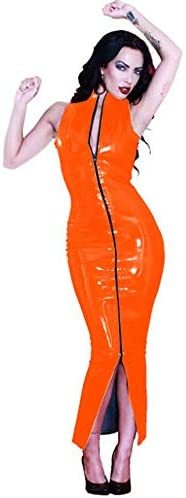 Plus Size Bodycon Split Long Dress Women Sleeveless Zipper Catsuit