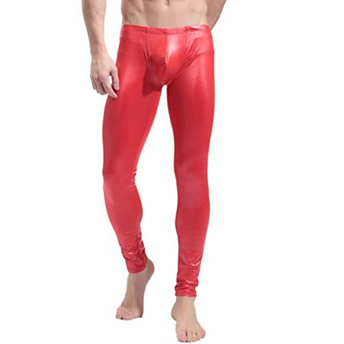 Men's Black/Red Faux Leather Tight Pants Leggings Sexy Trousers S-XL