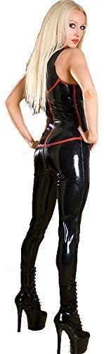 Wetlook Women PVC Zip Catsuit Catwoman Sleeveless Bodysuit Sexy Clubwear