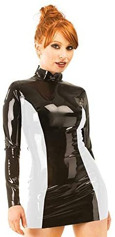 Splicing Color Bodycon Mini Dress Long Sleeve PVC Racing Girl Dress