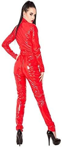 12 Colors PVC Zipper Jumpsuit Lady Long Sleeve Open Crotch Catsuit