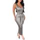 13 Colors Ladies Sleeveless Dress Bodycon Low Cut Long Dress+Sashes