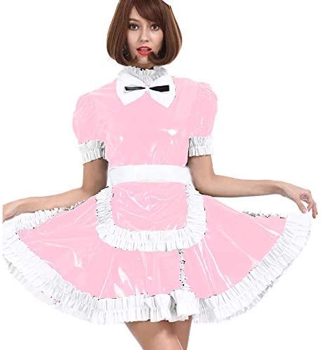24 Color PVC French Maid Sweet Mini Dress Waitress Cosplay Uniform