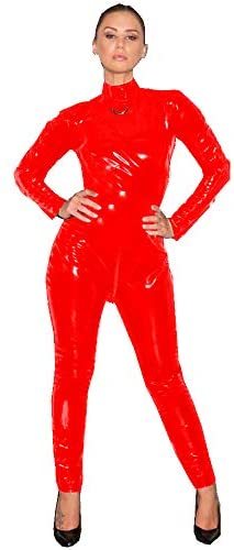 S-6XL Sexy PVC Catsuit Lady Crotch Zipper Jumpsuit Stripper Costume