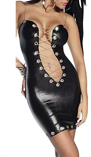 Plus Size Charming Chain Spaghetti Strap Mini Dress Women Sexy Deep V-Neck Dress