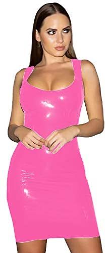 Plus Size Summer Mini Dress Women Tank Dress Sexy PVC Club Vestido