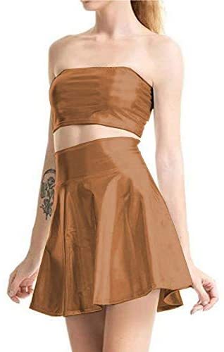 18 Colors Lady Sexy Strapless Tube Top with Pleated Mini Skirt Set