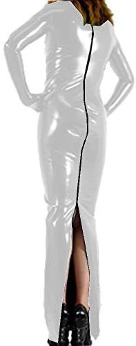 Plus Size Sexy Ladies Bodycon Long Dress Back Zipper Shiny Catsuit